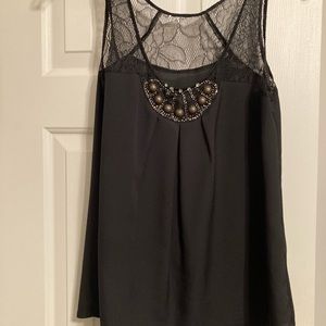 EXPRESS silky black tank jewel bling rhinstone Size small